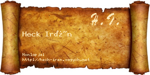 Heck Irén névjegykártya